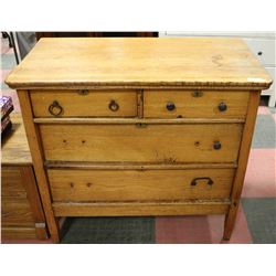 WOOD 4 DRAWER DRESSER, 38 X 20 X 35