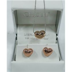 STERLING SILVER & 18K ROSE GOLD FILLED EARRING &