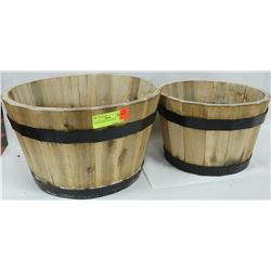 PAIR OF WOOD PLANT POTS
