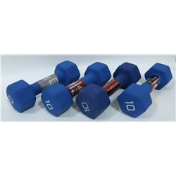 LOT OF FOUR 10LB HAND WEIGHTS
