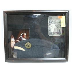 SHADOW BOX WITH MILITARY HAT, 16 X 12