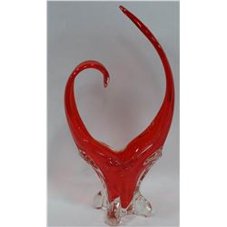 VINTAGE RED FIRE ART GLASS PIECE -