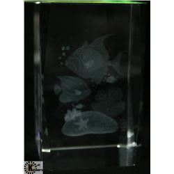 CRYSTAL HOLOGRAM MARINE SCENE DISPLAY PIECE