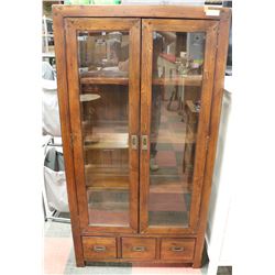 RECLAIMED WOOD ENCLOSED 4 SHELF BOOK DISPLAY CASE