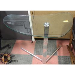 GLASS & METAL KIDNEY SHAPED TABLE DESK,