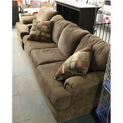 3 SEATER SOFA  AND ARMCHAIR, COMES WITH 2 THROW