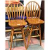 Image 1 : PAIR OF SOLID OAK, SWIVEL BAR STOOLS