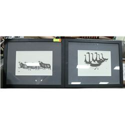 PAIR OF BLACK & WHITE FRAMED ART, 22 X 18