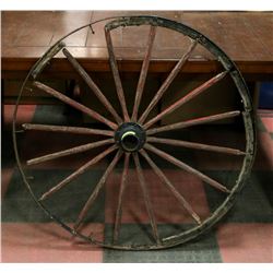ANTIQUE WOODEN WAGON WHEEL 38"H