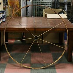 ANTIQUE LARGE STEEL WAGON WHEEL 48"H