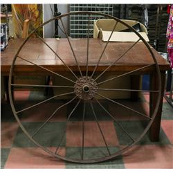 ANTIQUE LARGE STEEL WAGON WHEEL 48"H