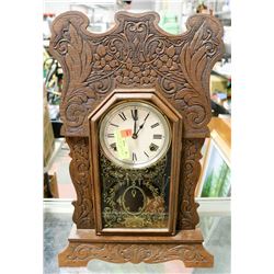 ANTIQUE ORNATE GINGERBREAD STYLE MANTLE CLOCK