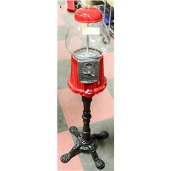 VINTAGE BUBBLE GUM MACHINE C/W CAST IRON STAND