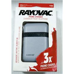 2 RAYOVAC 6000 MAH POWER BANKS / PHONE CHARGERS