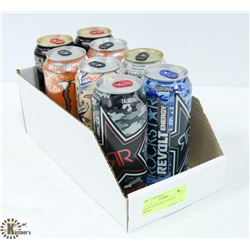 BOX OF 8 ASSORTED ENERGY DRINKS
