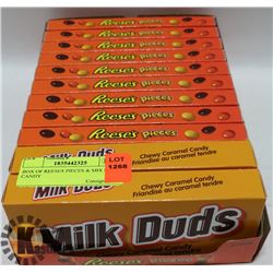 BOX OF REESES PIECES & MIX DUDS CANDY