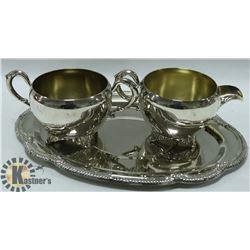 SILVER PLATE CREAM AND SUGAR SET.