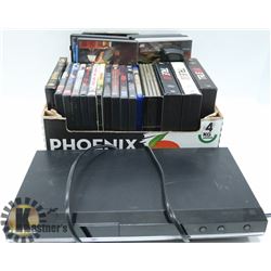 SAMSUNG DVD PLAYER AND REMOTE WITH 30 MOVIES