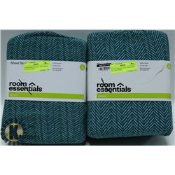 LOT OF 2 ROOM ESSENTIALS XL TWIN SHEET SET, INCL
