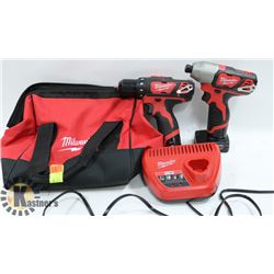 MILWAUKEE CORDLESS POWER TOOL SET WITH CARRY BAG