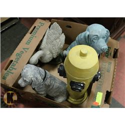SET OF 3 OUTDOOR ITEMS DOG ON FIRE HYDRANT