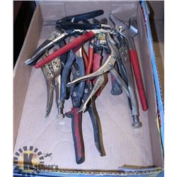 FLAT OF MISC. PLIERS AND VISE GRIPS