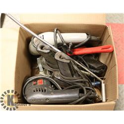 ESTATE BOX OF ELECTRIC DRILLS SOLDERING IRON AND