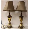 Image 1 : PAIR OF BRASS TABLE LAMPS WITH SHADES