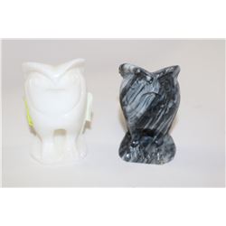 PAIR OF STONE CARVED OWLS