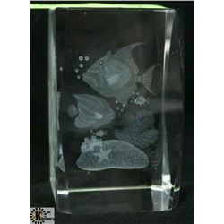 CRYSTAL HOLOGRAM MARINE SCENE DISPLAY PIECE