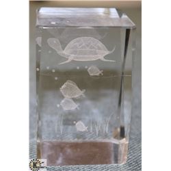 CRYSTAL HOLOGRAM SEA TURTLE DISPLAY PIECE