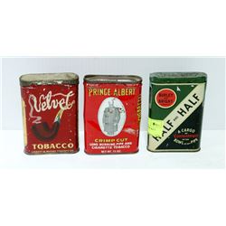 LOT OF THREE ANTIQUE POCKET TOBACCO TINS
