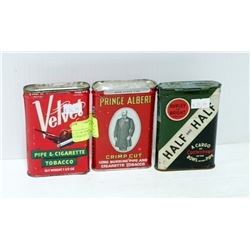 LOT OF THREE ANTIQUE POCKET TOBACCO TINS