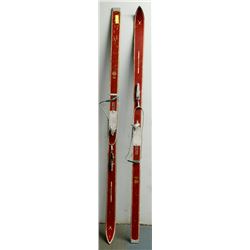 PAIR OF ANTIQUE GERMAN MADE WOODEN SKIS