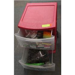2-TIER PINK STORAGE CONTAINER FULL OF