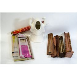 BOX W/BUDDHA INCENSE BURNER, 6 WOOD