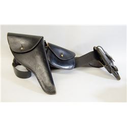 VINTAGE BLACK LEATHER RCMP BELT WITH