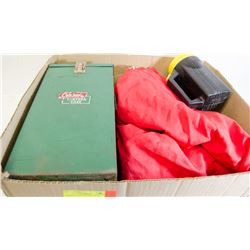 LARGE BOX WITH COLEMAN DUAL MANTEL