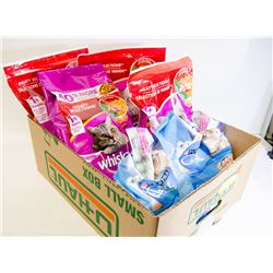 BOX OF 6 BAGS WHISKAS & PURINA DRY CAT FOOD
