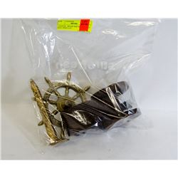 CANNON - BRASS SHIP WHEEL GOLD RAIL SPIKE LOT