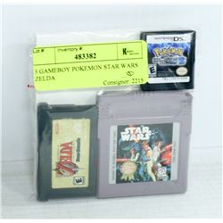 3 GAMEBOY GAMES INCLUDING POKEMON, STAR WARS ZELDA