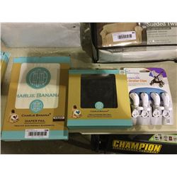 Charlie Banana Diaper Pail, Wet Bag, and Stroller Clips Lot of 3
