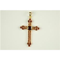 PENDANT CROSS w GARNETS  #839029