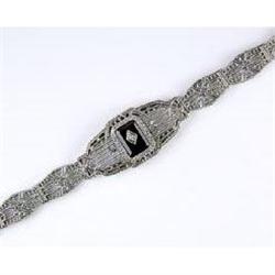 Antique Filigree Bracelet Black Onyx DIAMOND #839046
