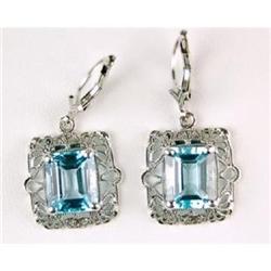 FILIGREE Earrings BLUE TOPAZ Antique Style #839049