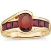 Image 1 : 14k Gold Ring Oval GARNET w Princess Garnets #839051