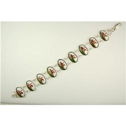 Sterling Bracelet HORSE w RIDER Porcelain #839058