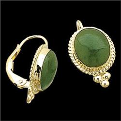 14k Yellow Gold GREEN JADE Earrings #839068