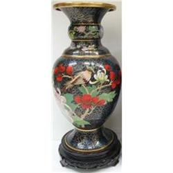 Two Chinese Cloisonne Vases on stands Birds & #834584