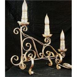 Lamp Table 3 Light Stepped Curly Metal Early #856957